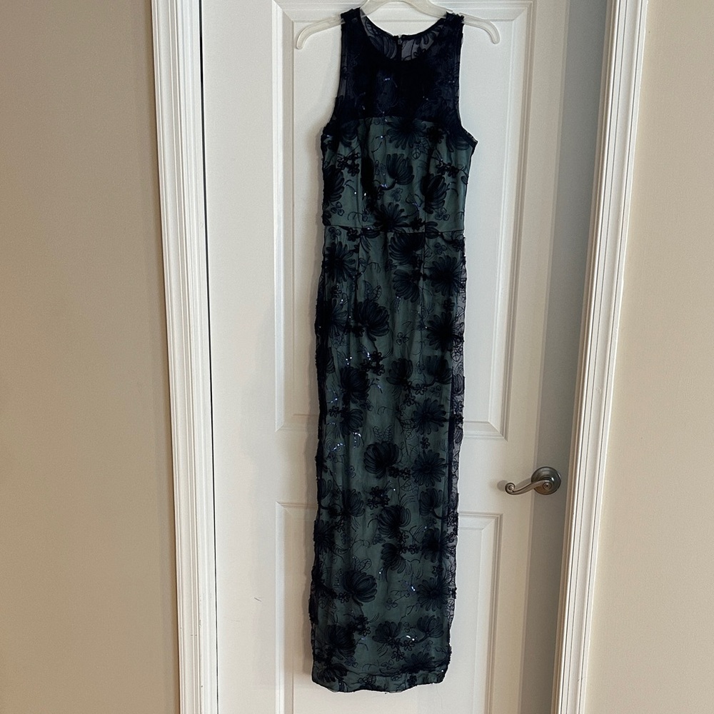 JS Collections Navy and Green Floral Formal Dress - Size 4 - Worn Once